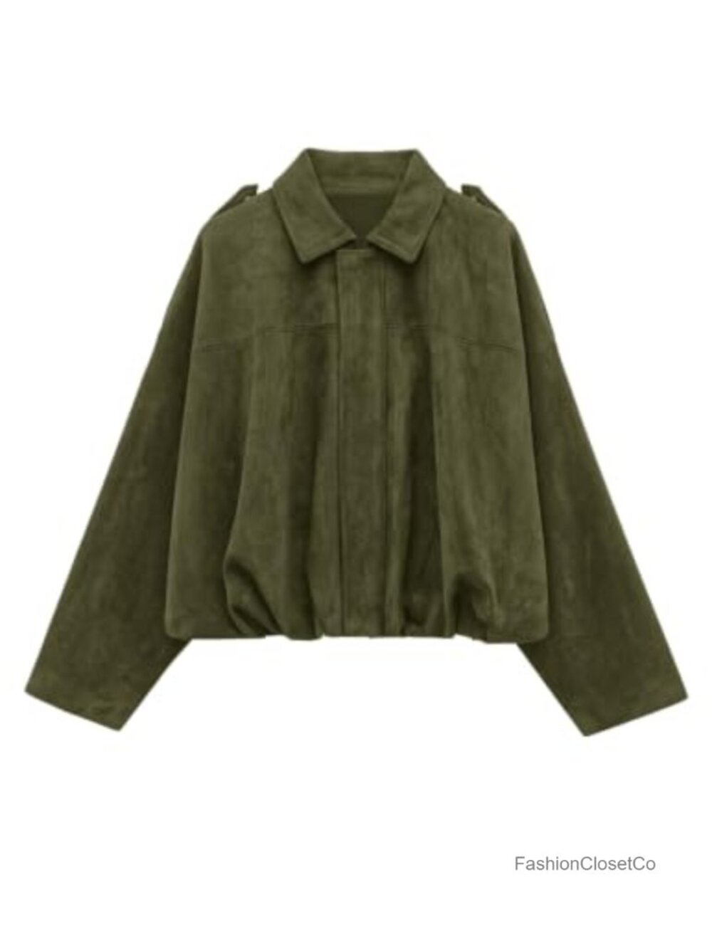Faux Suede Cropped Bomber Jacket Women Oversized Zip Lightweight Fall